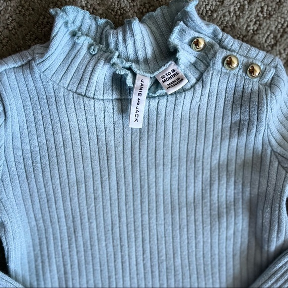 Janie and Jack-Toddler Girl 12-18 Month Ribbed Mock Neck Sage Green - Picture 3 of 4